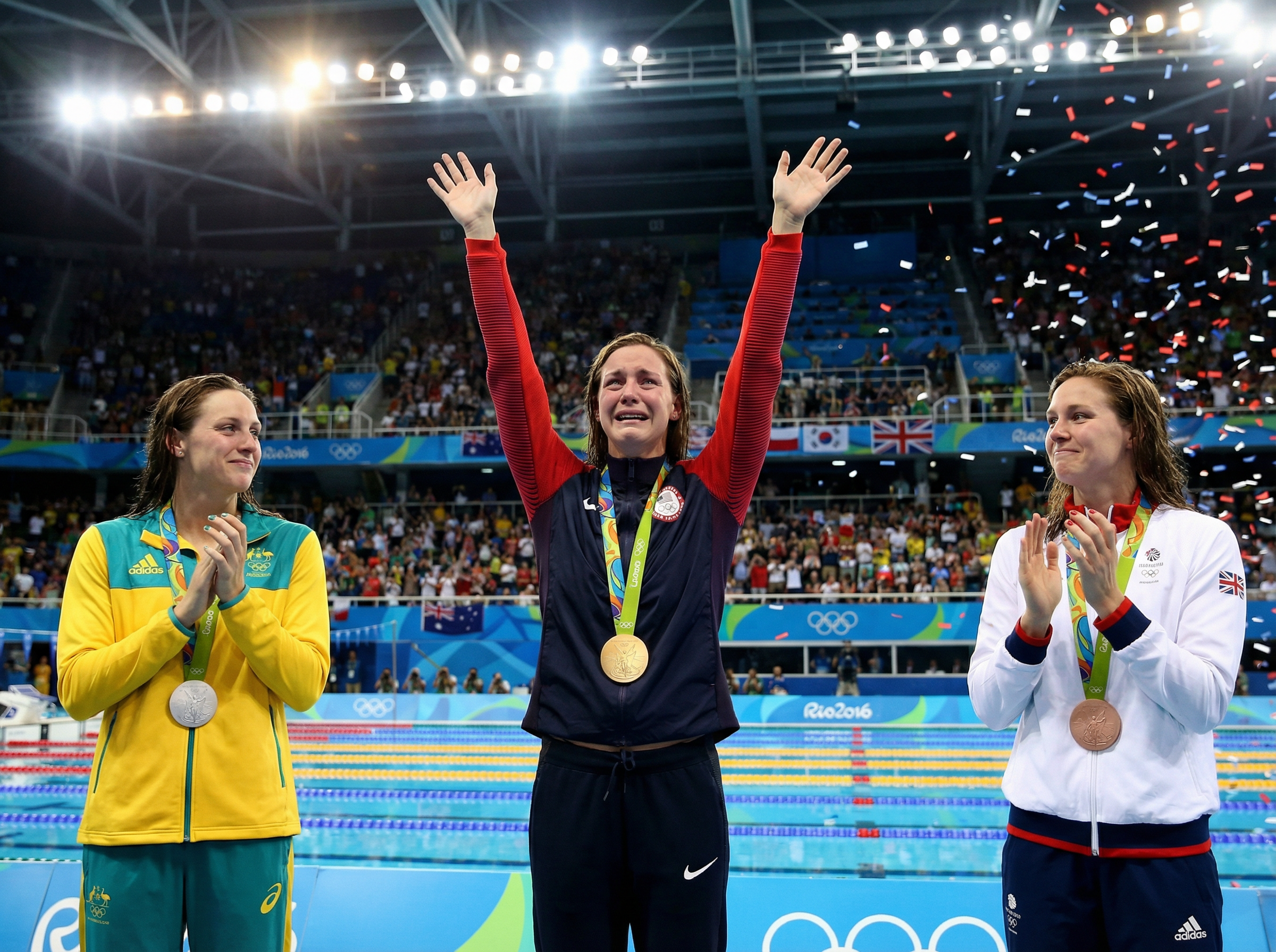 乐鱼体育 - 世界纪录诞生后的颁奖庆祝瞬间